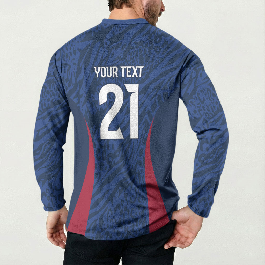 France Rugby National Heritage Custom Button Sweatshirt Fleur De Lis Inspired Edition