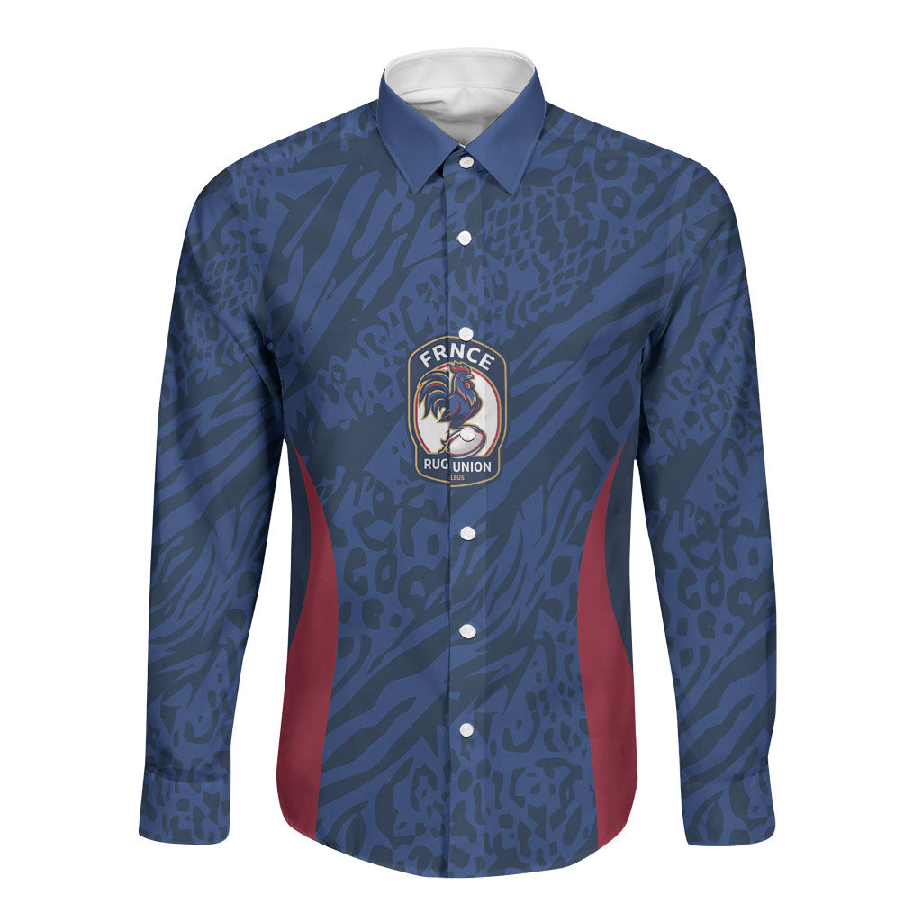 France Rugby National Heritage Custom Long Sleeve Button Shirt Fleur De Lis Inspired Edition