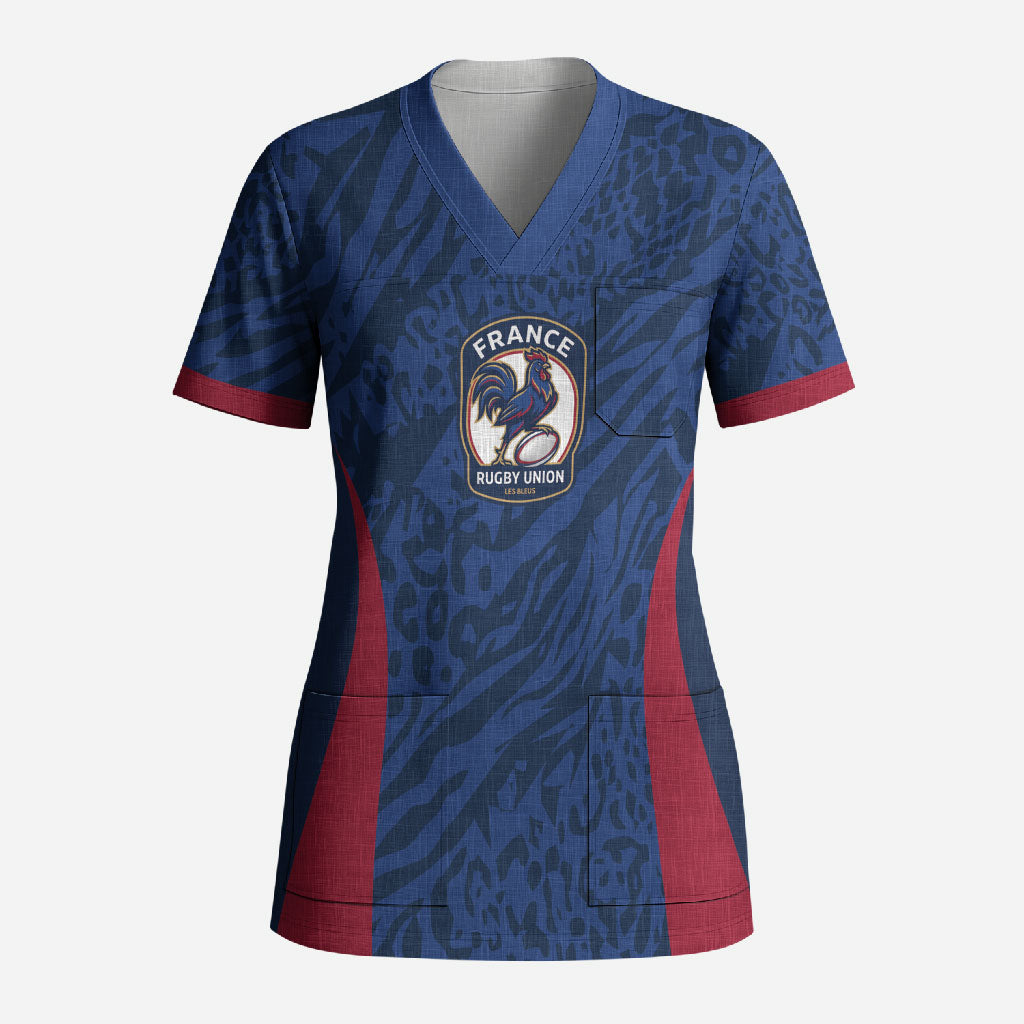 France Rugby National Heritage Custom Scrub Top Fleur De Lis Inspired Edition