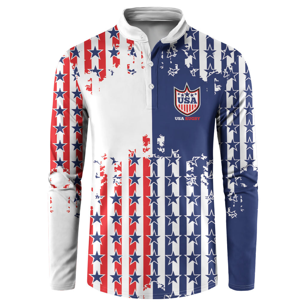 2026 Rugby Nations Series Custom United States Button Sweatshirt Red Star And Stripes Pattern