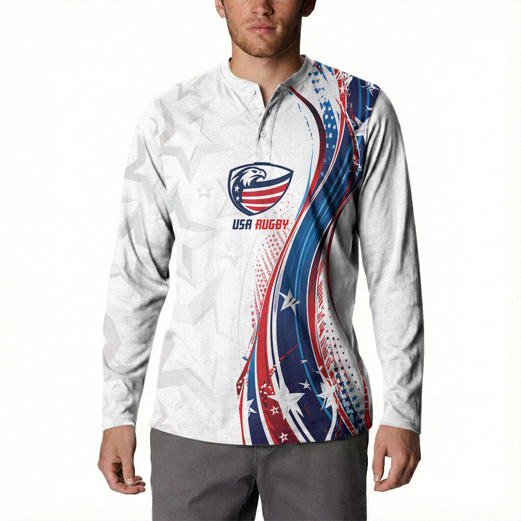 2026 Rugby Nations Series Custom United States Button Sweatshirt Bald Eagle Heritage