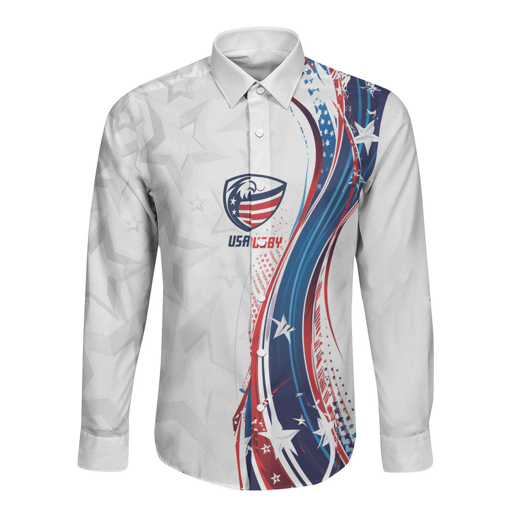 2026 Rugby Nations Series Custom United States Long Sleeve Button Shirt Bald Eagle Heritage
