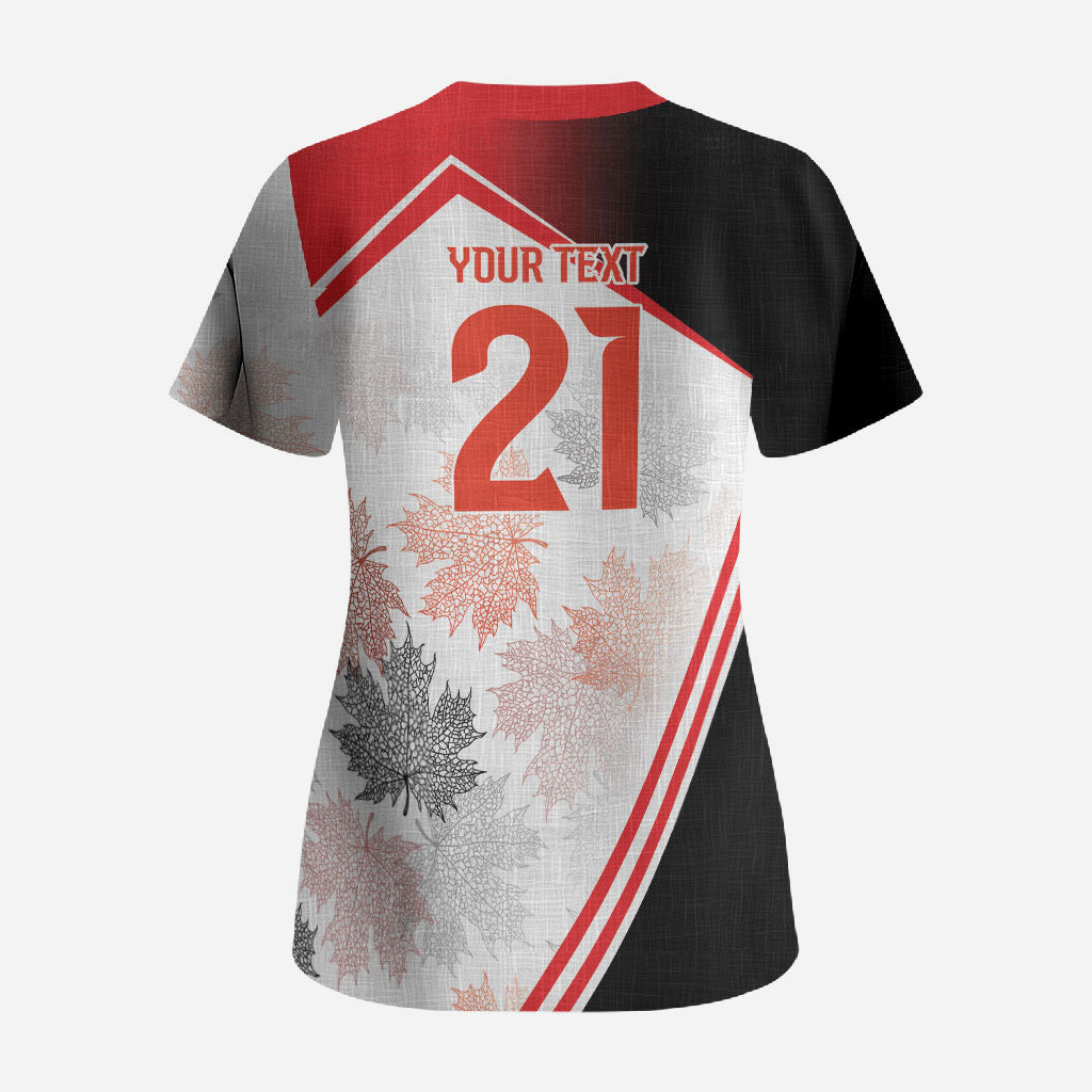 2026 Rugby Nations Series Custom Canada Scrub Top Les Rouges Maple Leaf