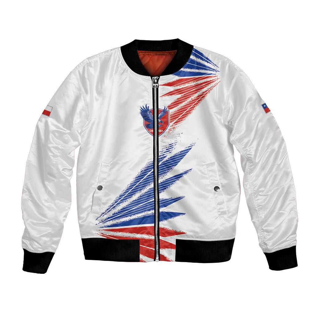 2026 Rugby Nations Series Custom Chile Bomber Jacket Los Condores Eagle Bold Stripes Pride
