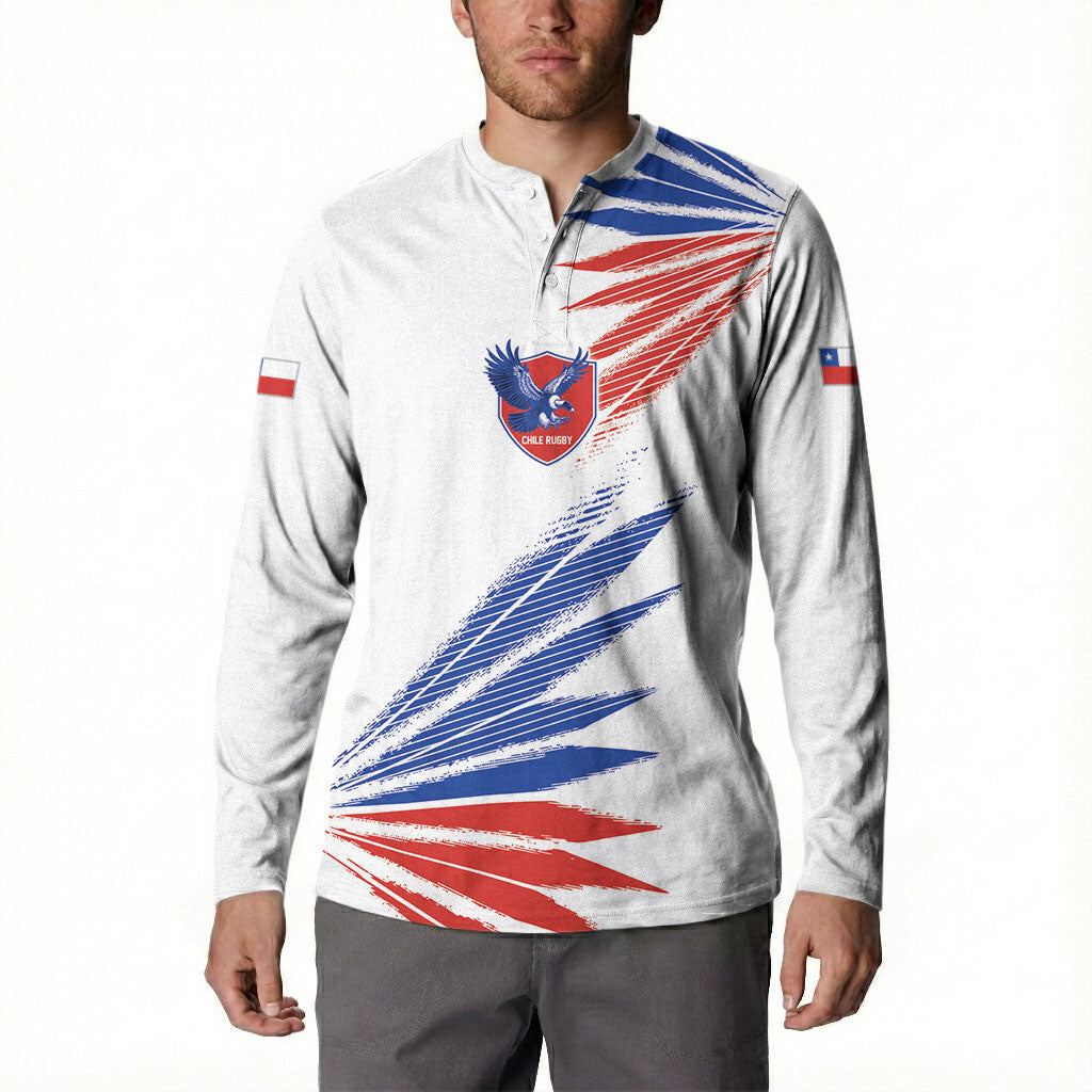 2026 Rugby Nations Series Custom Chile Button Sweatshirt Los Condores Eagle Bold Stripes Pride