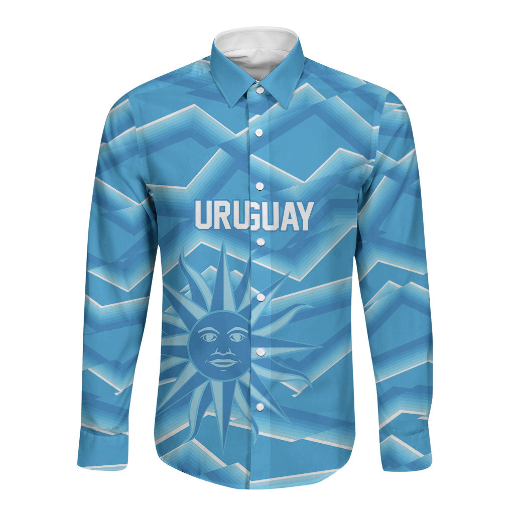 2026 Rugby Nations Series Custom Uruguay Long Sleeve Button Shirt Los Teros Sun Of May