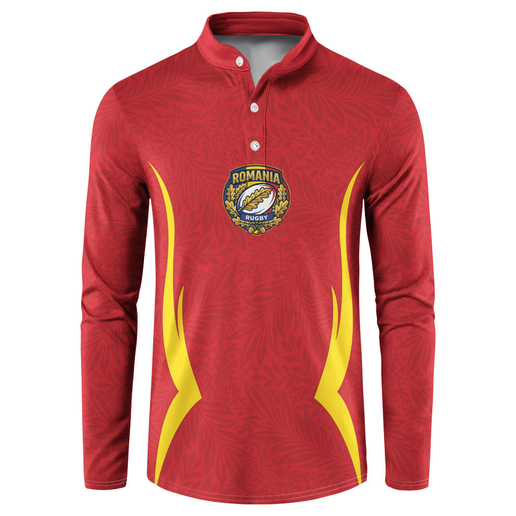 2026 Rugby Nations Series Custom Romania Button Sweatshirt Stejarii Oaks Carpathian Pattern
