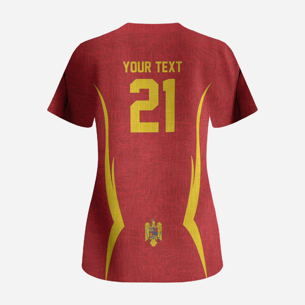 2026 Rugby Nations Series Custom Romania Scrub Top Stejarii Oaks Carpathian Pattern