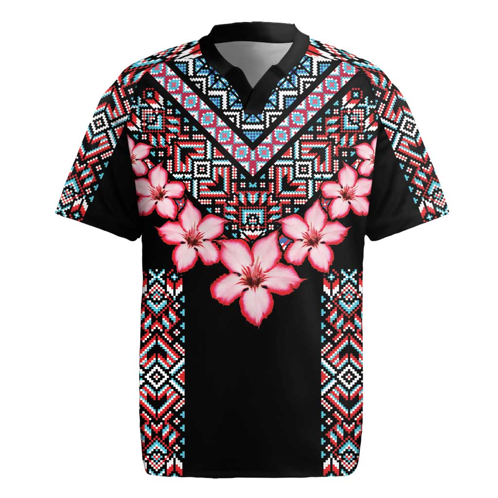 Africa Adenium Multiflorum Flowers Rugby Jersey Mix Native Tribal Pattern