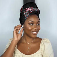 Africa Adenium Multiflorum Flowers Simple Headwrap Mix Native Tribal Pattern