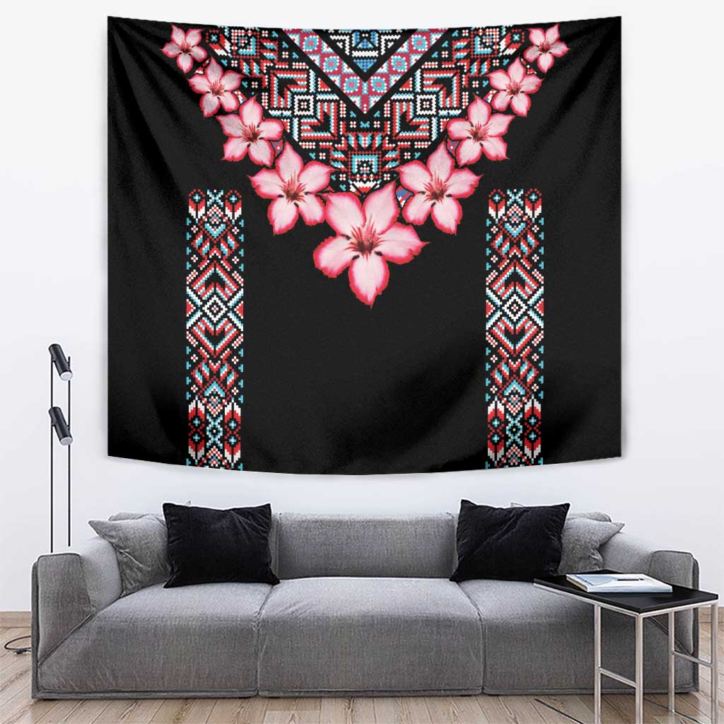 Africa Adenium Multiflorum Flowers Tapestry Mix Native Tribal Pattern