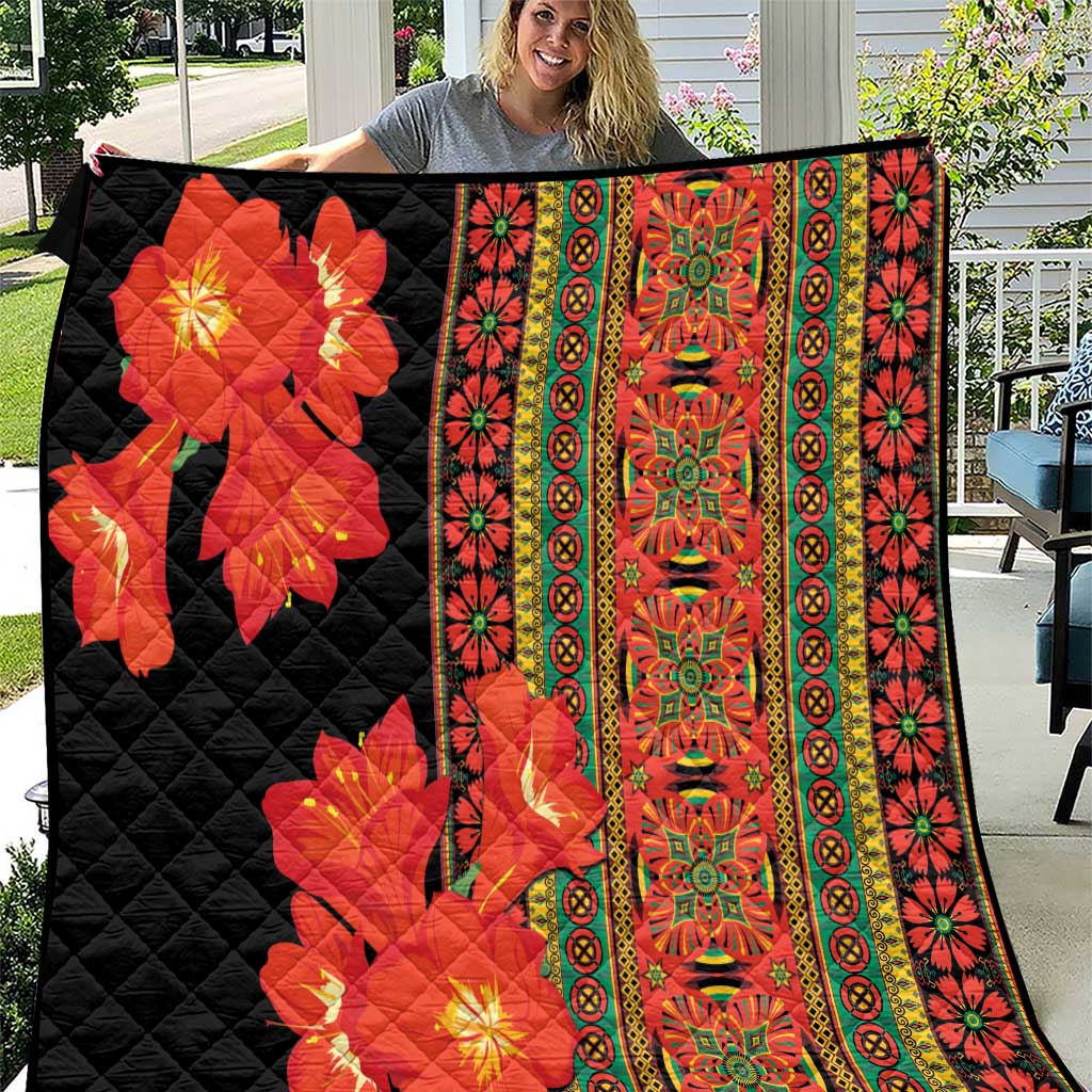 Africa Beauty Clivia Miniata Flowers Quilt