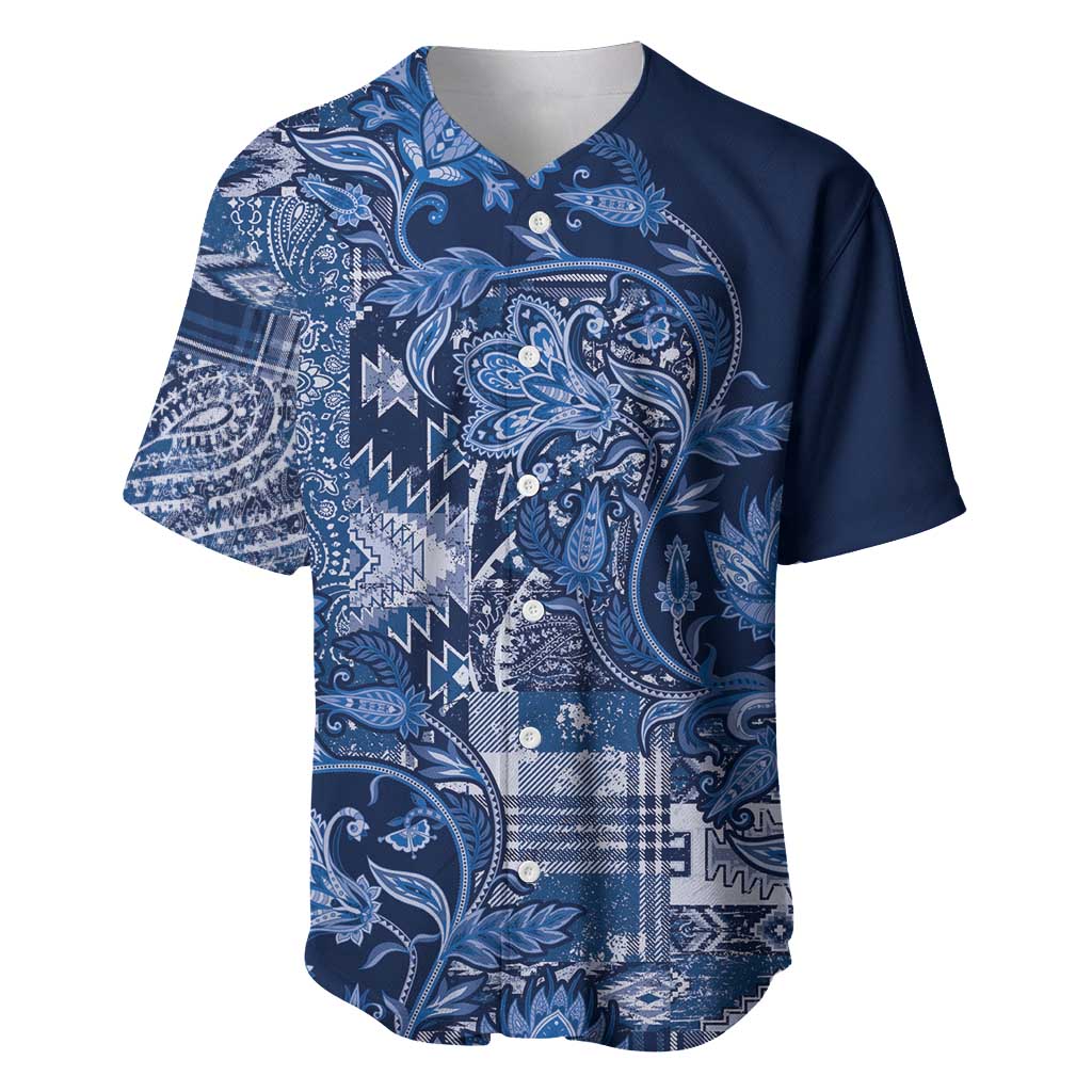 Africa Floral mix Maasai Shuka Baseball Jersey Blue Moitf LT9 - Wonder Print Shop