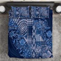 Blue paisley and floral shuka bedding set with patterned duvet and two matching pillow shams