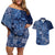 Africa Floral mix Maasai Shuka Couples Matching Off Shoulder Short Dress and Hawaiian Shirt Blue Moitf LT9 - Wonder Print Shop