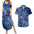 Africa Floral mix Maasai Shuka Couples Matching Summer Maxi Dress and Hawaiian Shirt Blue Moitf LT9 - Wonder Print Shop