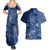 Africa Floral mix Maasai Shuka Couples Matching Summer Maxi Dress and Hawaiian Shirt Blue Moitf LT9 - Wonder Print Shop