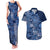 Africa Floral mix Maasai Shuka Couples Matching Tank Maxi Dress and Hawaiian Shirt Blue Moitf LT9 - Wonder Print Shop