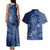 Africa Floral mix Maasai Shuka Couples Matching Tank Maxi Dress and Hawaiian Shirt Blue Moitf LT9 - Wonder Print Shop