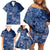 Africa Floral mix Maasai Shuka Family Matching Off Shoulder Short Dress and Hawaiian Shirt Blue Moitf LT9 - Wonder Print Shop