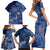 Africa Floral mix Maasai Shuka Family Matching Short Sleeve Bodycon Dress and Hawaiian Shirt Blue Moitf - Wonder Print Shop