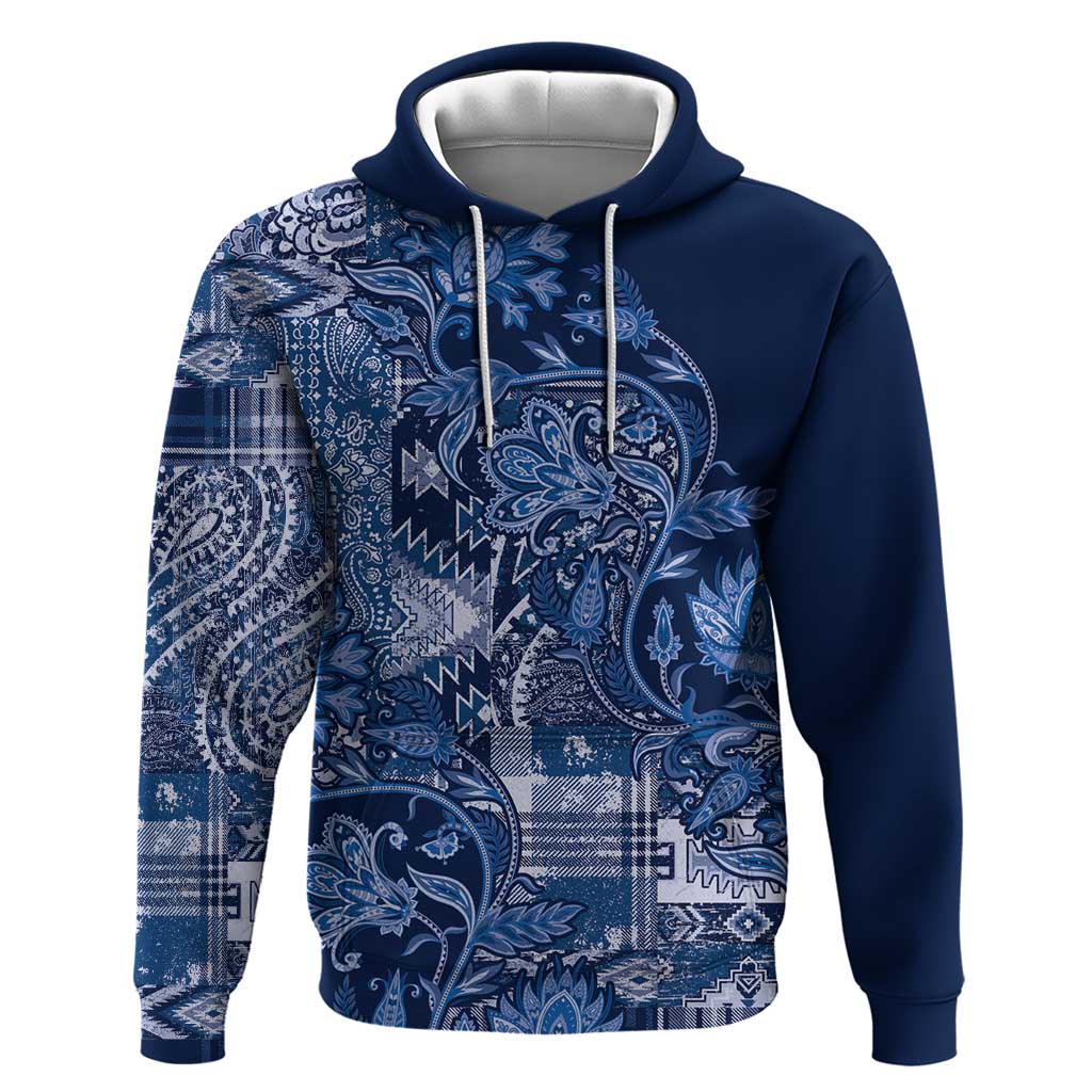 Africa Floral mix Maasai Shuka Hoodie Blue Moitf - Wonder Print Shop