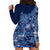 Africa Floral mix Maasai Shuka Hoodie Dress Blue Moitf - Wonder Print Shop