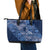 Africa Floral mix Maasai Shuka Leather Tote Bag Blue Moitf - Wonder Print Shop