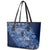 Africa Floral mix Maasai Shuka Leather Tote Bag Blue Moitf - Wonder Print Shop