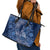 Africa Floral mix Maasai Shuka Leather Tote Bag Blue Moitf - Wonder Print Shop