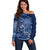 Africa Floral mix Maasai Shuka Off Shoulder Sweater Blue Moitf - Wonder Print Shop