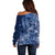 Africa Floral mix Maasai Shuka Off Shoulder Sweater Blue Moitf - Wonder Print Shop