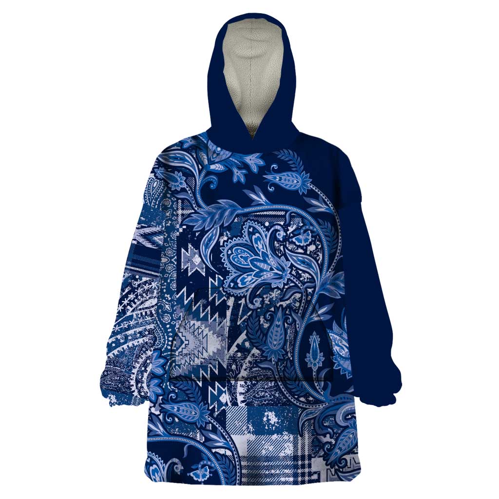 Africa Floral mix Maasai Shuka Wearable Blanket Hoodie Blue Moitf - Wonder Print Shop