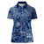 Africa Floral mix Maasai Shuka Women Polo Shirt Blue Moitf - Wonder Print Shop