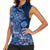 Africa Floral mix Maasai Shuka Women Sleeveless Polo Shirt Blue Moitf - Wonder Print Shop