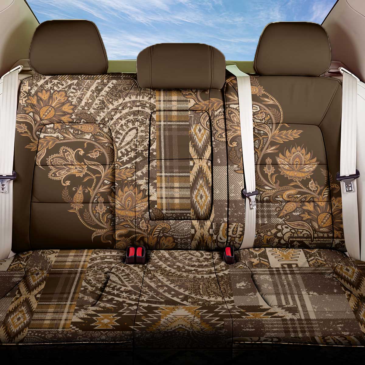 Africa Floral mix Maasai Shuka Back Car Seat Cover Gold Moitf LT9 - Wonder Print Shop