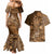 Africa Floral mix Maasai Shuka Couples Matching Mermaid Dress and Hawaiian Shirt Gold Moitf LT9 - Wonder Print Shop