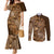 Africa Floral mix Maasai Shuka Couples Matching Mermaid Dress and Long Sleeve Button Shirt Gold Moitf