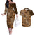 Africa Floral mix Maasai Shuka Couples Matching Off The Shoulder Long Sleeve Dress and Hawaiian Shirt Gold Moitf LT9 - Wonder Print Shop