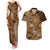 Africa Floral mix Maasai Shuka Couples Matching Tank Maxi Dress and Hawaiian Shirt Gold Moitf LT9 - Wonder Print Shop