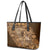 Africa Floral mix Maasai Shuka Leather Tote Bag Gold Moitf - Wonder Print Shop