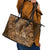 Africa Floral mix Maasai Shuka Leather Tote Bag Gold Moitf - Wonder Print Shop