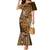 Africa Floral mix Maasai Shuka Mermaid Dress Gold Moitf - Wonder Print Shop