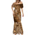 Africa Floral mix Maasai Shuka Mermaid Dress Gold Moitf - Wonder Print Shop