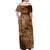 Africa Floral mix Maasai Shuka Off Shoulder Maxi Dress Gold Moitf - Wonder Print Shop