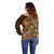 Africa Floral mix Maasai Shuka Off Shoulder Sweater Gold Moitf - Wonder Print Shop