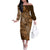 Africa Floral mix Maasai Shuka Off The Shoulder Long Sleeve Dress Gold Moitf - Wonder Print Shop