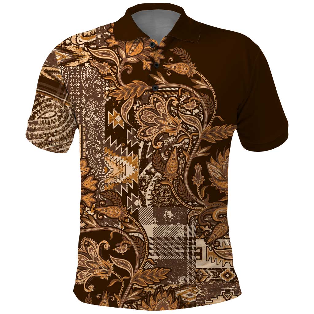 Africa Floral mix Maasai Shuka Polo Shirt Gold Moitf - Wonder Print Shop