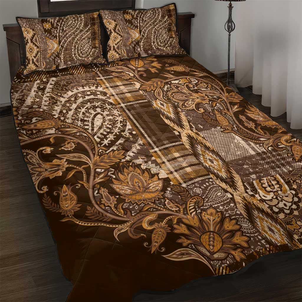 Africa Floral mix Maasai Shuka Quilt Bed Set Gold Moitf - Wonder Print Shop