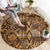 Africa Floral mix Maasai Shuka Round Carpet Gold Moitf